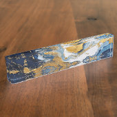 Porte-nom Pour Bureau Bouffée en or et bleu (Taille)