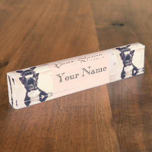 Porte-nom Pour Bureau Bouledogue français