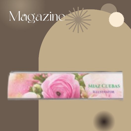 Porte-nom Pour Bureau Bouquet Rose classique Abstrait