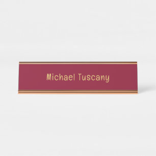 Porte-nom Pour Bureau Bourgogne Or Professionnel Texte Minimaliste Tenda