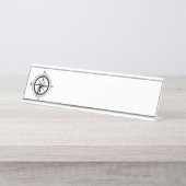 Porte-nom Pour Bureau Boussole noire (Devant)