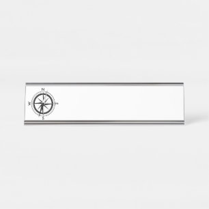 Porte-nom Pour Bureau Boussole noire