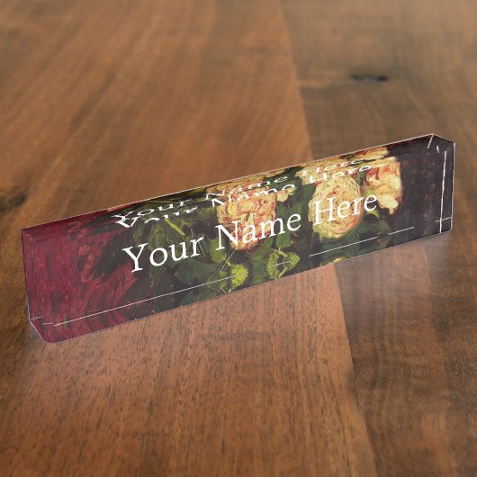 Porte-nom Pour Bureau Bowl avec Peonies et Roses, Vincent van Gogh. (Taille)