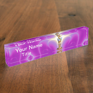 Porte-nom Pour Bureau BOWL OF HYGEIA Medicine, Pharmacie, Purple Fuchsia