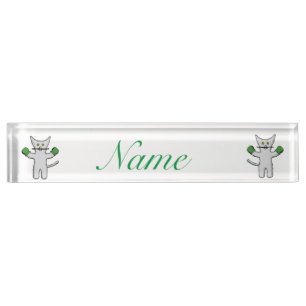 Porte-nom Pour Bureau Boxe Kitten avec Mittens Thunder_Cove