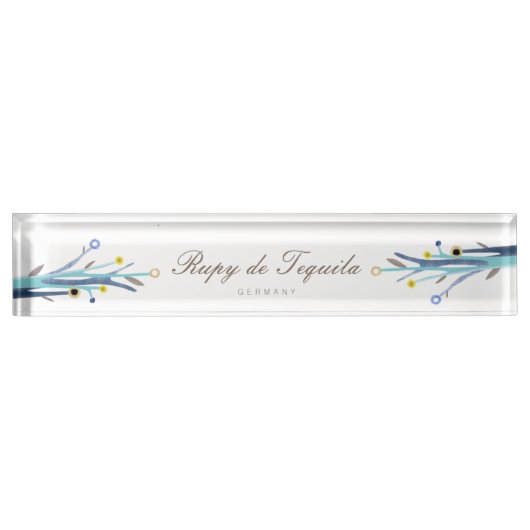 Porte-nom Pour Bureau Branches Bleues (Devant)