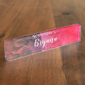 Porte-nom Pour Bureau Bright Fun Rose Tropical Summer Palm Feuille (Taille)