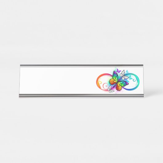 Porte-nom Pour Bureau Bright infinity with rainbow butterfly (Devant)