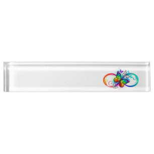 Porte-nom Pour Bureau Bright infinity with rainbow butterfly