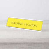Porte-nom Pour Bureau Bright Yellow Minimalist Plain Modern Aesthetic (Devant)