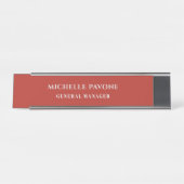 Porte-nom Pour Bureau Brique Rouge & Gris Simple Élégant Professionnel (Devant)