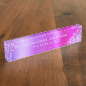Porte-nom Pour Bureau Brochures à micro-lames à Parties scintillant rose (Taille)