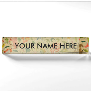 Porte-nom Pour Bureau Broderie animale vintage en crewel : Tapisserie an