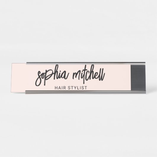 Porte-nom Pour Bureau Brosse Script Girl rose (Devant)