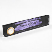Porte-nom Pour Bureau Brosse violette