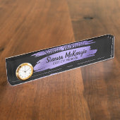 Porte-nom Pour Bureau Brosse violette (Taille)