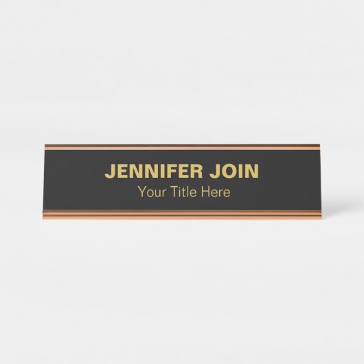 Porte-nom Pour Bureau Brousse doré moderne (Devant)