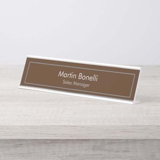 Porte-nom Pour Bureau Brown Plain Simple Moderne Professionnel (Devant)