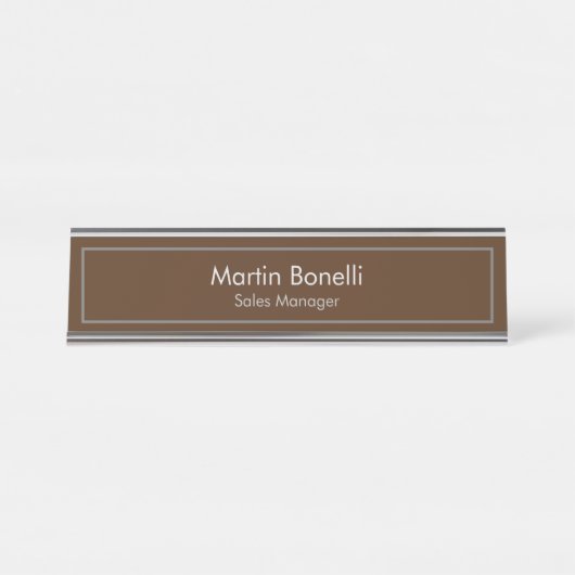 Porte-nom Pour Bureau Brown Plain Simple Moderne Professionnel (Devant)