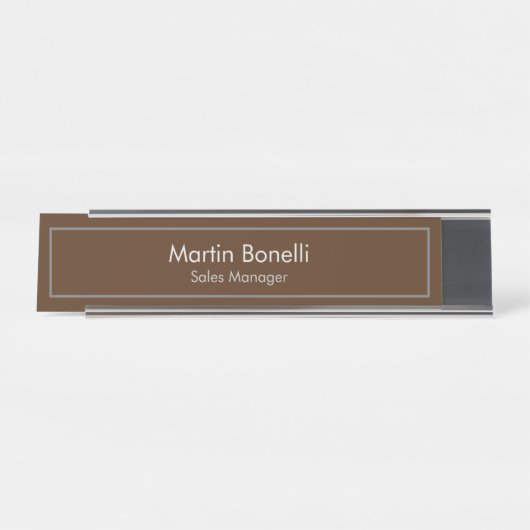 Porte-nom Pour Bureau Brown Plain Simple Moderne Professionnel (Devant)