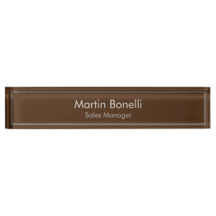 Porte-nom Pour Bureau Brown Plain Simple Moderne Professionnel