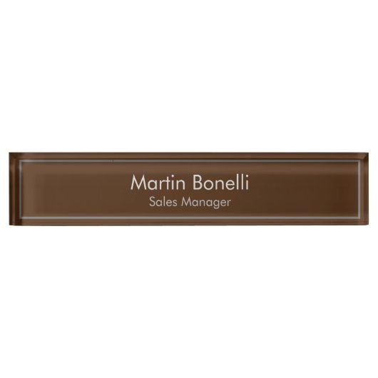 Porte-nom Pour Bureau Brown Plain Simple Moderne Professionnel (Devant)