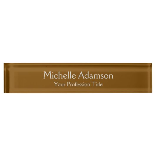 Porte-nom Pour Bureau Brown Professionnel Plain Moderne (Devant)