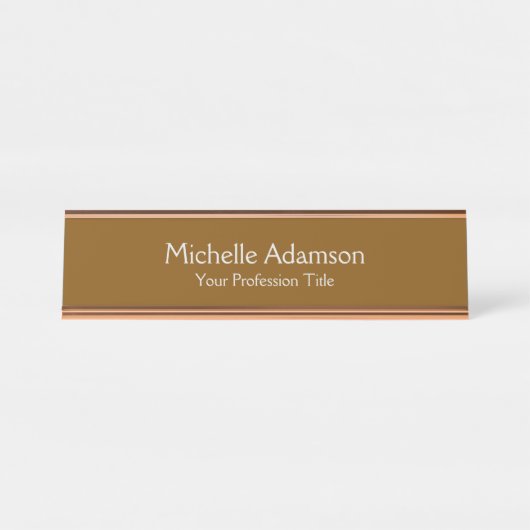 Porte-nom Pour Bureau Brown Professionnel Plain Moderne (Devant)