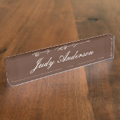 Porte-nom Pour Bureau Brown Professionnel Plain Moderne Élégant (Taille)