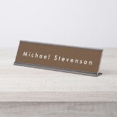 Porte-nom Pour Bureau Brown Trendy Modern Professional (Devant)