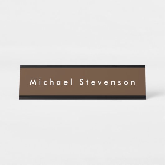 Porte-nom Pour Bureau Brown Trendy Modern Professional (Devant)