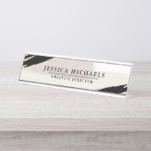 Porte-nom Pour Bureau Brush Neutre Noir Moderne (Devant)