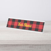 Porte-nom Pour Bureau Buffalo Plaid Christmas Red and Black Check (Devant)