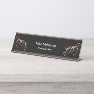 Porte-nom Pour Bureau Bullish Stock Broker Thème Bureau Nom Plate