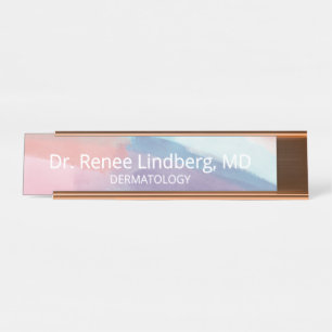 Porte-nom Pour Bureau Bureau aux coups de pinceau pastel abstrait