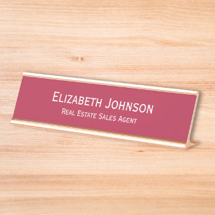 Porte-nom Pour Bureau Bureau d'affaires professionnel Magenta Red