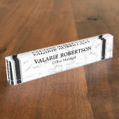 Porte-nom Pour Bureau Bureau de Faux Marble Black Strike (Taille)