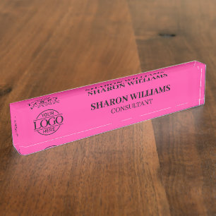 Porte-nom Pour Bureau Bureau de titre de bureau rose vif élégant profess