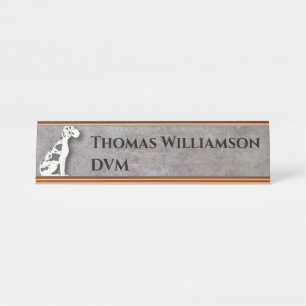 Porte-nom Pour Bureau Bureau de vétérinaires pour chiens avec monogramme