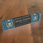 Porte-nom Pour Bureau Bureau dentaire - marbre bleu, noir et or (Taille)