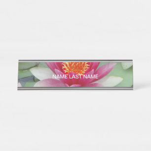 Porte-nom Pour Bureau Bureau Lily Nom du bureau Plate de lotus rose