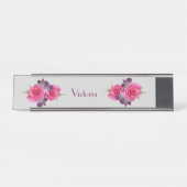 Porte-nom Pour Bureau Bureau ou orchidées accrochantes de roses de rose (Devant)