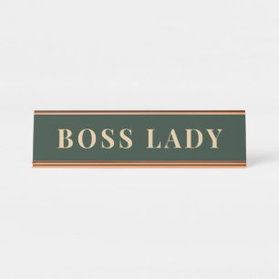 Porte-nom Pour Bureau Bureau personnalisé de patronne vintage vert forêt