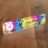 Porte-nom Pour Bureau Bureau rose personnalisé Nom Plate marguerite fleu (Taille)