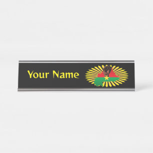 Porte-nom Pour Bureau Burkina Faso Carte, drapeau et première révolution
