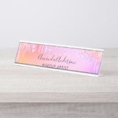 Porte-nom Pour Bureau Buts de rougeur rose violet (Devant)