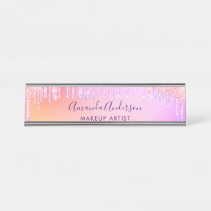 Porte-nom Pour Bureau Buts de rougeur rose violet