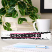 Porte-nom Pour Bureau Cactus noir blanc motif rayé