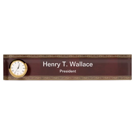 Porte-nom Pour Bureau Cadeau exécutif classique iDea avec horloge (Devant)