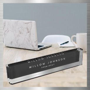 Porte-nom Pour Bureau Cadeau professionnel de luxe Silver Classy